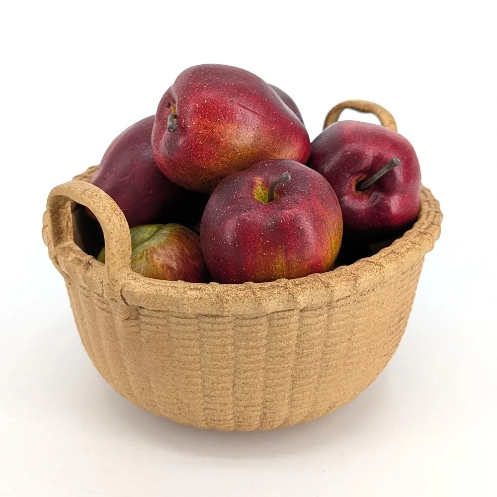 George Davis Bennington Pottery Nantucket Apple Basket Vintage 1985 Stoneware